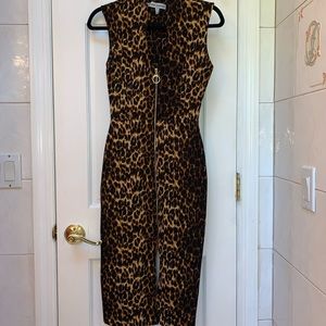Animal print bodycon midi dress.